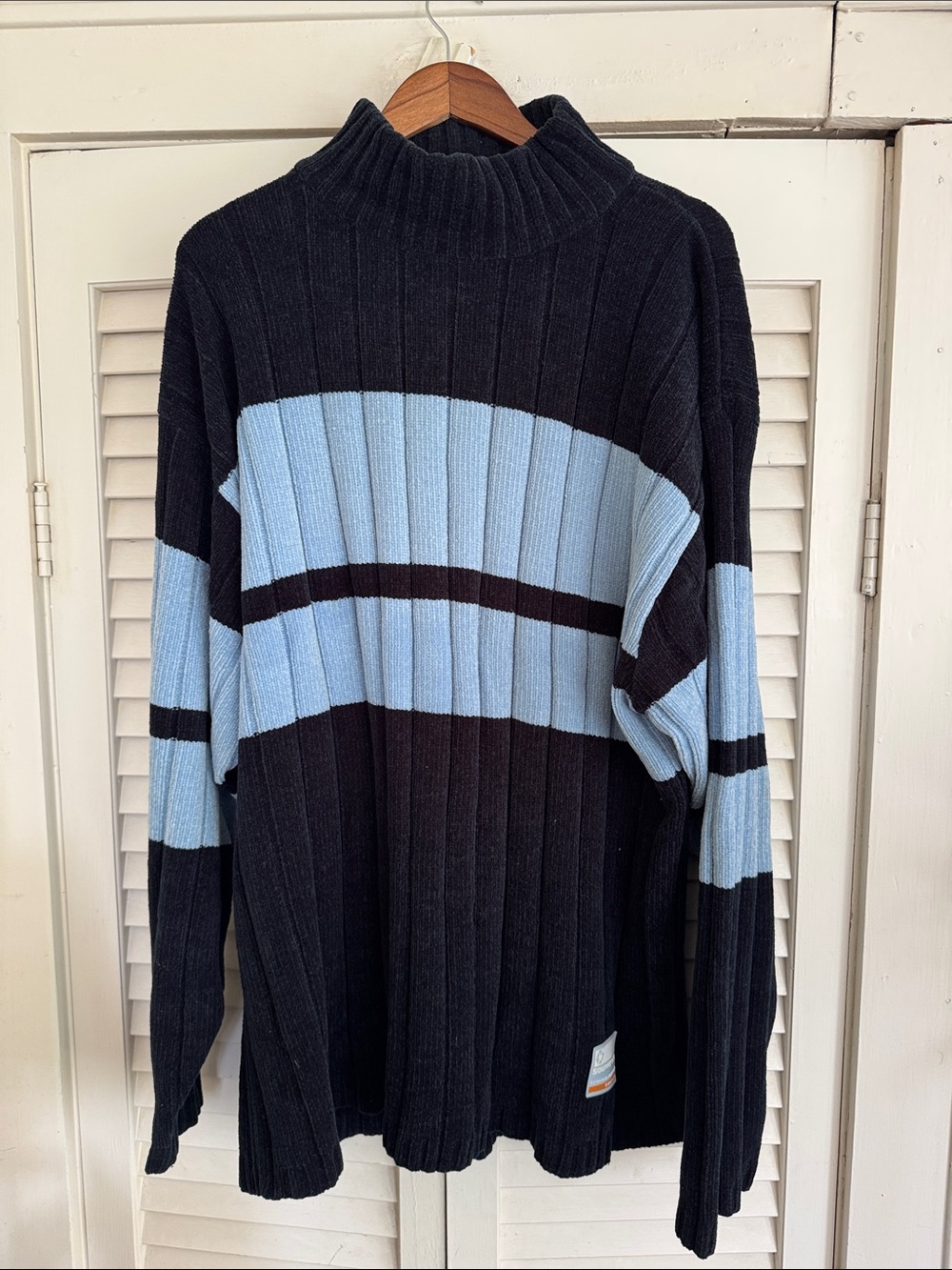 Vintage Y2K SouthPole Mens XL Mock Turtle Neck Pullover Sweater Ribbed Blue